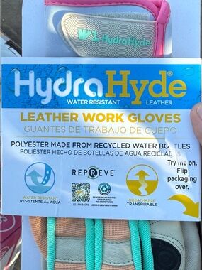 Women's Aqua/Tan Leather Work Gloves